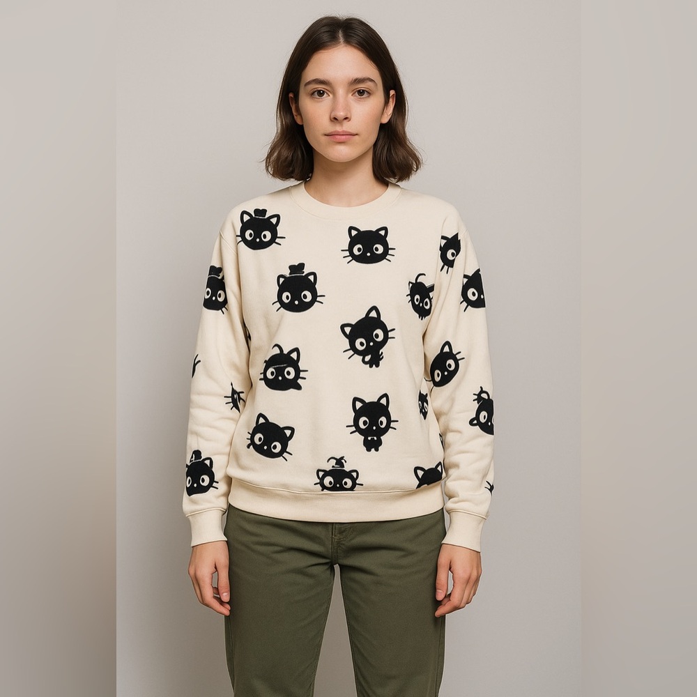 Chococat Sanrio Cream Graphic Sweatshirt Women’s Small Bioworld Kawaii Cute